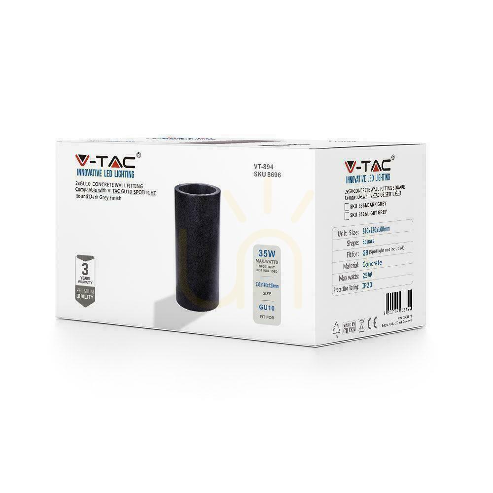 Anzeige V-TAC BETON Wandleuchte 2xGU10 LED Rund Dunkelgrau IP20 VT-894 V-TAC BETON Wandleuchte 2xGU10 LED Rund Dunkelgrau IP20 VT-894