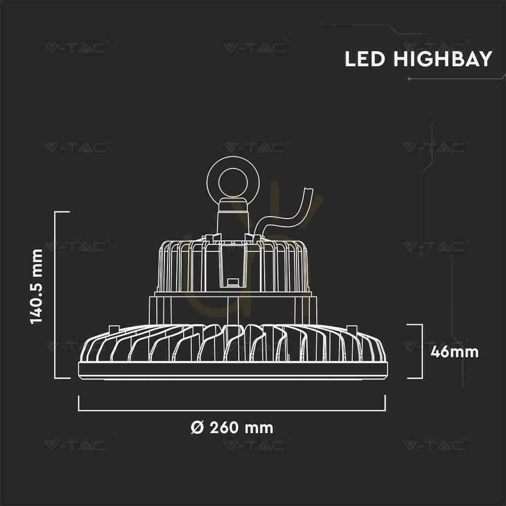 Zeige V-TAC LED High Bay SAMSUNG CHIP Leuchte 100W 120st 120Lm/W 1-10V VT-9-114 5000K 12000lm 5 Jahre Garantie V-TAC LED High Bay SAMSUNG CHIP Leuchte 100W 120st 120Lm/W 1-10V VT-9-114 5000K 12000lm 5 Jahre Garantie