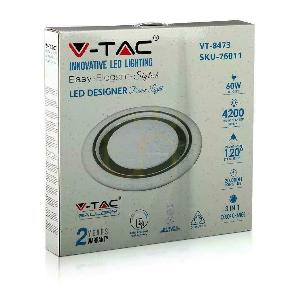 Anzeige Decke Plafond V-TAC 60W LED Pilot CCT Timer Sterne fi.480 VT-8473 2700K-6400K 4200lm Decke Plafond V-TAC 60W LED Pilot CCT Timer Sterne fi.480 VT-8473 2700K-6400K 4200lm
