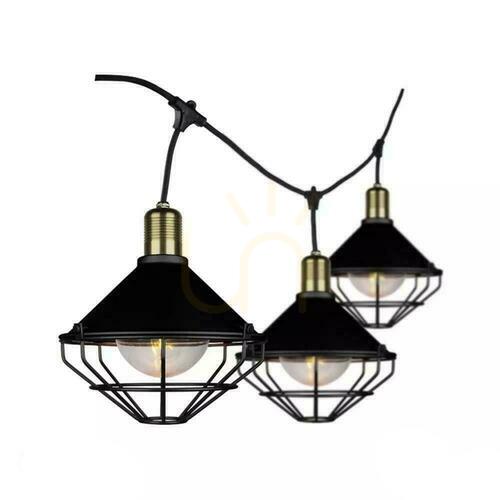 Prüfen Garten Girlande 6xE27 3Meter Schwarz MAT LOFT Mesh IP65 V-TAC VT-717S 5 Jahre Garantie