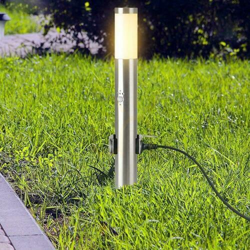 Prüfen Garten Pole V-TAC 60CM E27 gebürstetem Stahl Motion Sensor Steckdosen VT-838-60