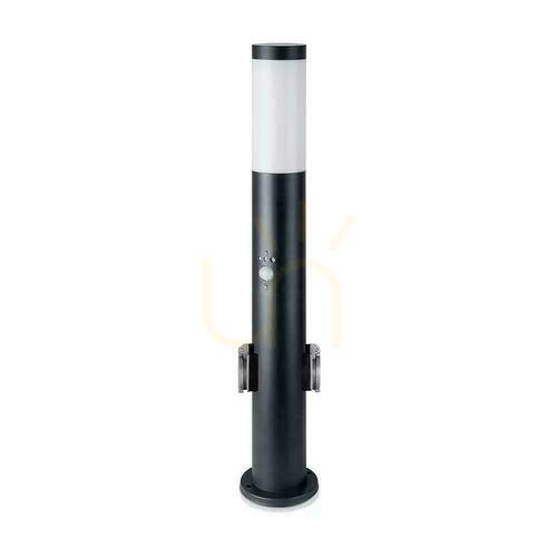 Prüfen V-TAC VT-838 Wegeleuchte 60 cm E27, PIR-Sensor + 2 Steckdosen, Edelstahl schwarz, IP44