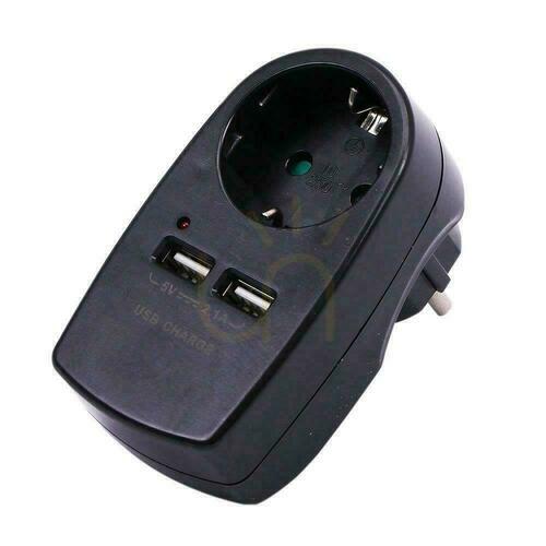 Prüfen Adapter für 2x USB 2.1A V-TAC Steckdose Schwarz VT-1044