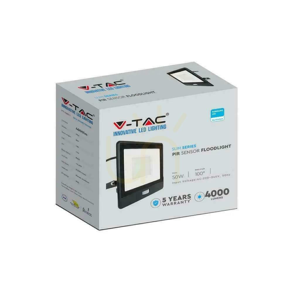 Anzeige LED Projektor V-TAC 50W SAMSUNG CHIP Bewegungssensor Schwarz Kabel 1M VT-158S-1 6400K 4000lm 5 Jahre Garantie LED Projektor V-TAC 50W SAMSUNG CHIP Bewegungssensor Schwarz Kabel 1M VT-158S-1 6400K 4000lm 5 Jahre Garantie