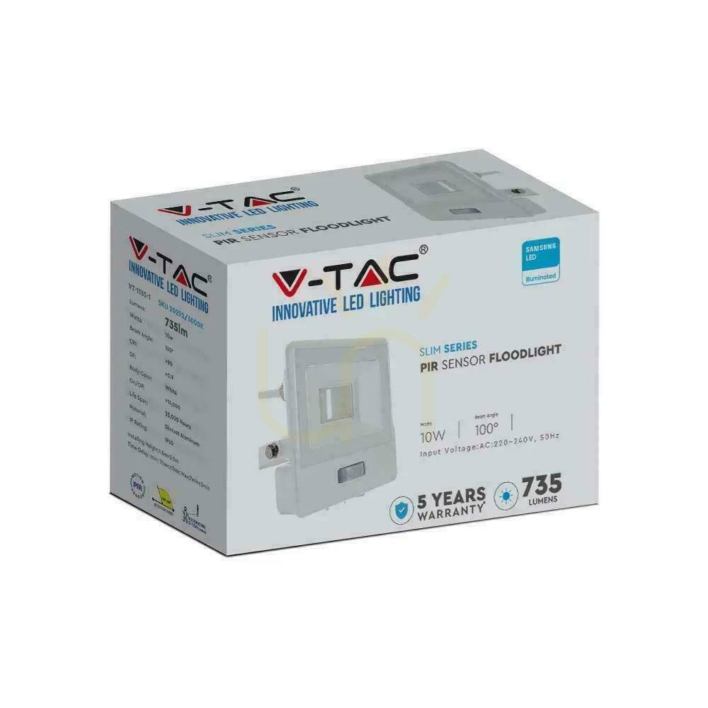 Vorschau V-TAC LED Projektor 10W SAMSUNG CHIP Bewegungsmelder Weißes Kabel 1M VT-118S 6400K 735lm 5 Jahre Garantie V-TAC LED Projektor 10W SAMSUNG CHIP Bewegungsmelder Weißes Kabel 1M VT-118S 6400K 735lm 5 Jahre Garantie