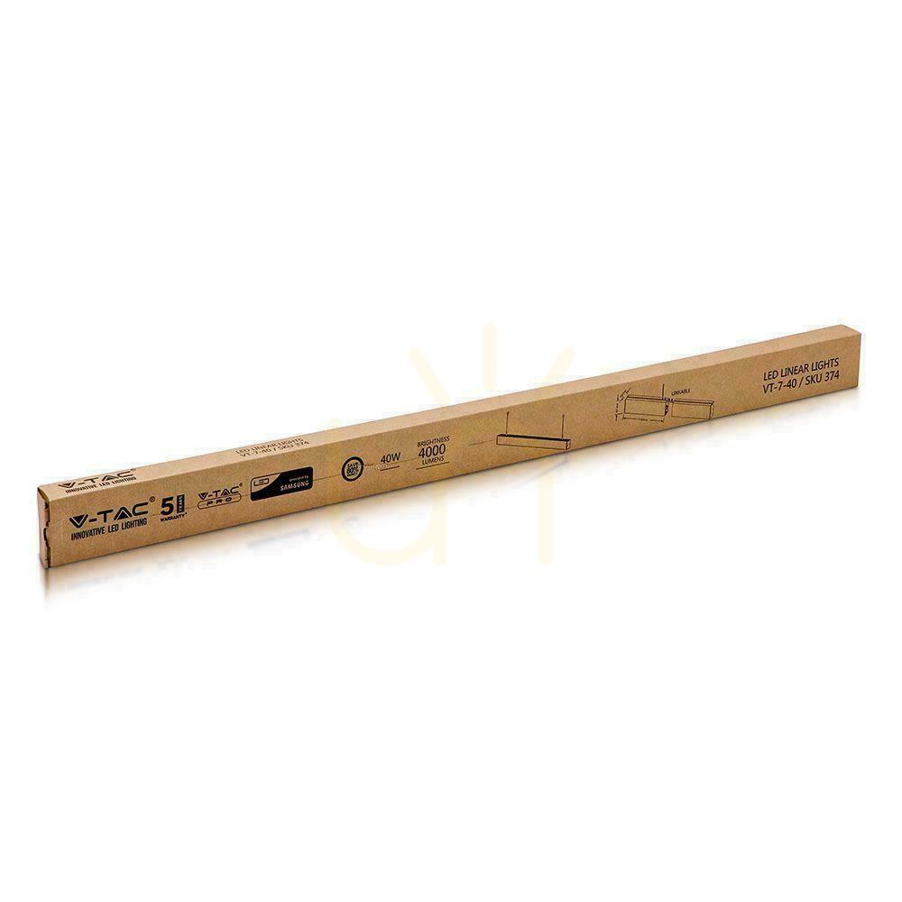 Zeige V-TAC LED Linear SAMSUNG CHIP 40W Pendelleuchte Schwarz 120cm VT-7-40-B 6500K 3270lm 5 Jahre Garantie V-TAC LED Linear SAMSUNG CHIP 40W Pendelleuchte Schwarz 120cm VT-7-40-B 6500K 3270lm 5 Jahre Garantie