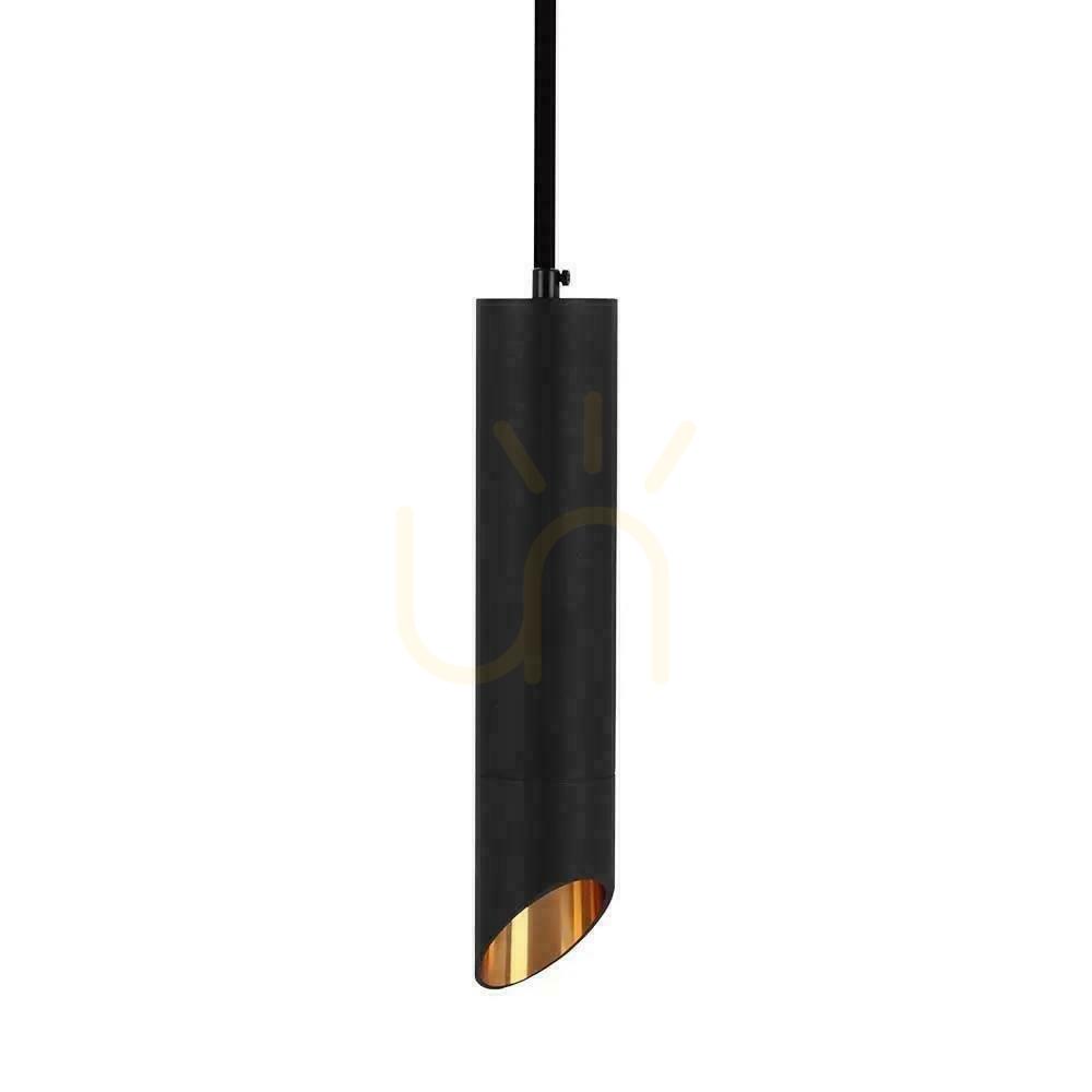 Aussicht V-TAC GU10 Pendelleuchte Schwarz+Gold 55x200mm VT-975-200 3 Jahre Garantie V-TAC GU10 Pendelleuchte Schwarz+Gold 55x200mm VT-975-200 3 Jahre Garantie