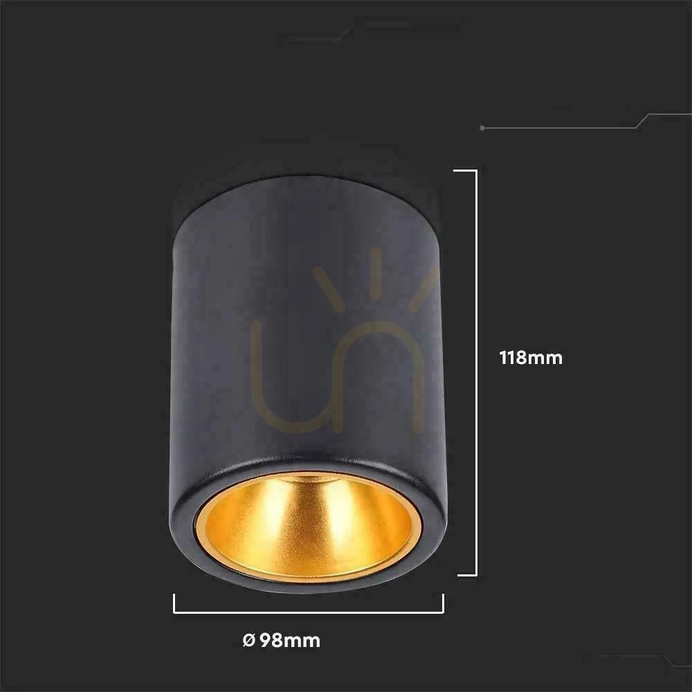 Zeige V-TAC GU10 Runde Aufbauröhre Schwarz+Gold 98x118mm VT-978RD 3 Jahre Garantie V-TAC GU10 Runde Aufbauröhre Schwarz+Gold 98x118mm VT-978RD 3 Jahre Garantie