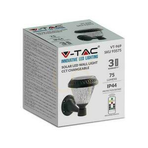 V-TAC Solar Garten Wandlampe mit Fernbedienung 3in1 IP44 Schwarz Rund VT-969 3000K-4000K-6400K 75 3 Jahre Garantie small 2