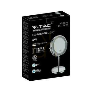 V-TAC Tragbarer Spiegel 3W LED Badezimmer Makeup 4xAAA fi.17CM Chrom VT-7572 6400K 30lm small 4
