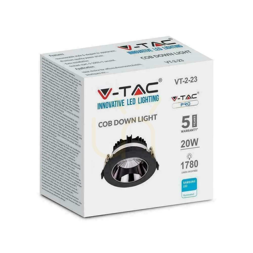 Zeige Downlight V-TAC SAMSUNG CHIP 20W Schwarz Tilt VT-2-13 6400K 1780lm 5 Jahre Garantie Downlight V-TAC SAMSUNG CHIP 20W Schwarz Tilt VT-2-13 6400K 1780lm 5 Jahre Garantie