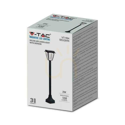 Prüfen V-TAC 2W LED IP44 94cm VT-984 3000K+6000K 110lm Solar Gartenmast 3 Jahre Garantie