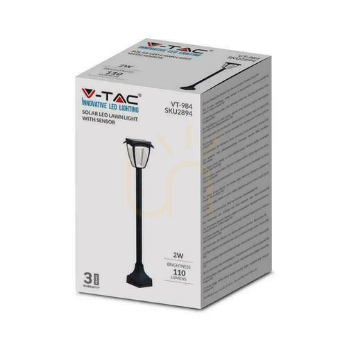 Prüfen V-TAC 2W LED IP44 93cm VT-984 3000K+6000K 110lm Solar Gartenmast 3 Jahre Garantie