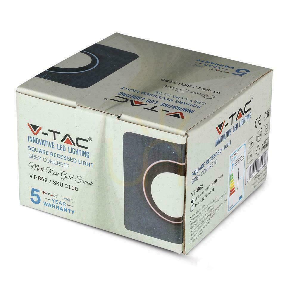 Anzeige V-TAC Beton und Gips GU10 Quadratischer Einbaurahmen Grau/Roségold VT-862-MRG 5 Jahre Garantie V-TAC Beton und Gips GU10 Quadratischer Einbaurahmen Grau/Roségold VT-862-MRG 5 Jahre Garantie