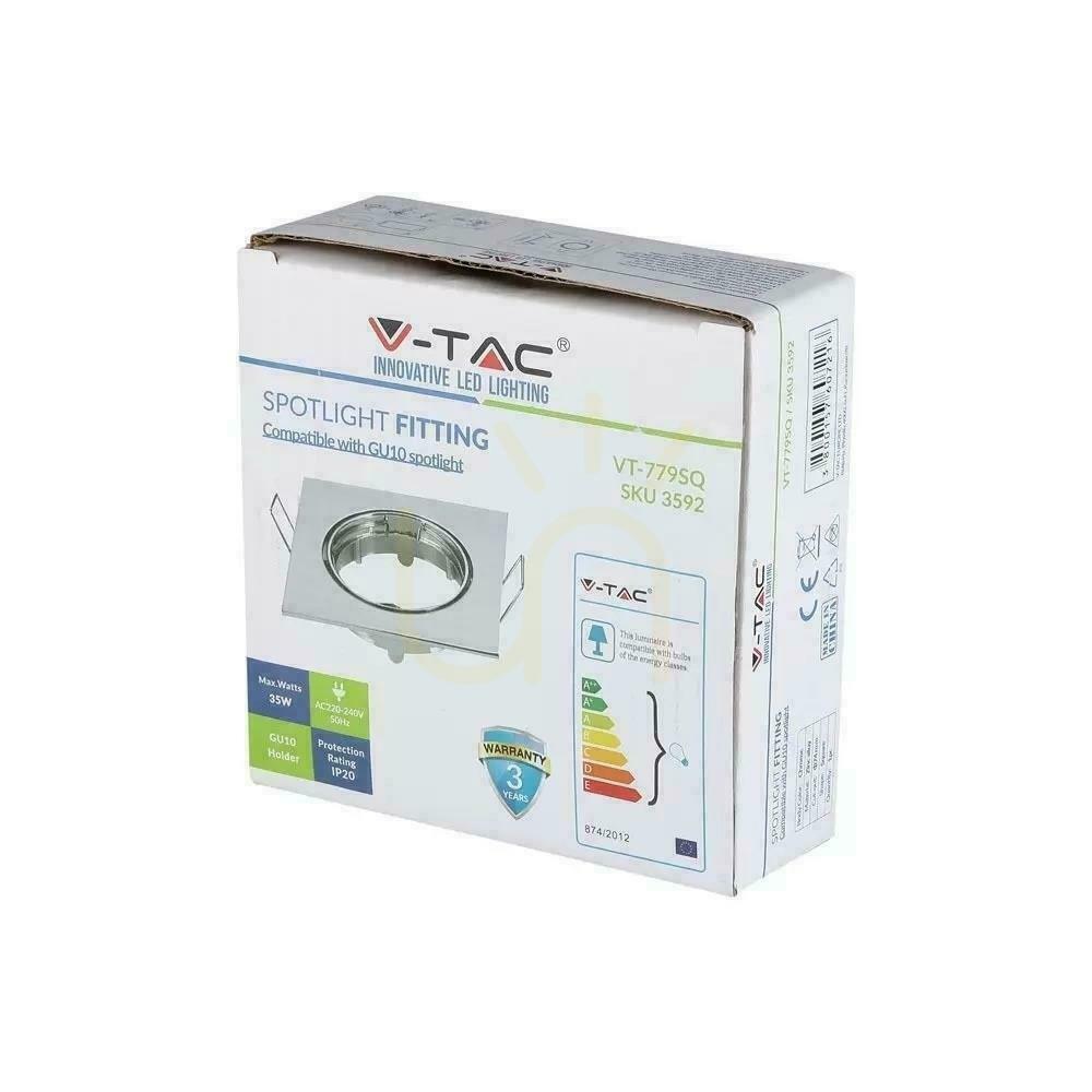 Zeige Öse V-TAC GU10 Quadratisch Beweglich Chrom VT-779-CH-SQ Öse V-TAC GU10 Quadratisch Beweglich Chrom VT-779-CH-SQ