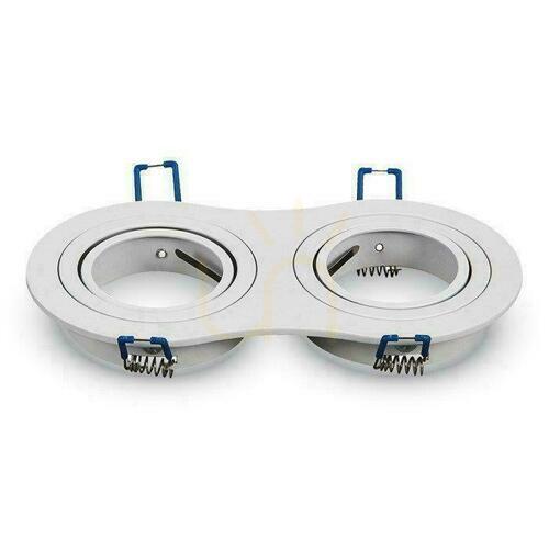 Prüfen V-TAC Doppel-Einbaurahmen 2xGU10 Rund Aluminium Weiß VT-783RD-WH