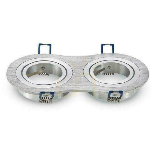 Prüfen V-TAC Aluminium-Gitterguss 2xGU10 Rund gebürstetes Aluminium VT-783RD-AB