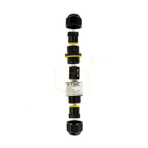 Prüfen Hermetischer Koppler 2x3Pin Schwarz Kabeldurchmesser 4-6.5mm IP68 V-TAC VT-792
