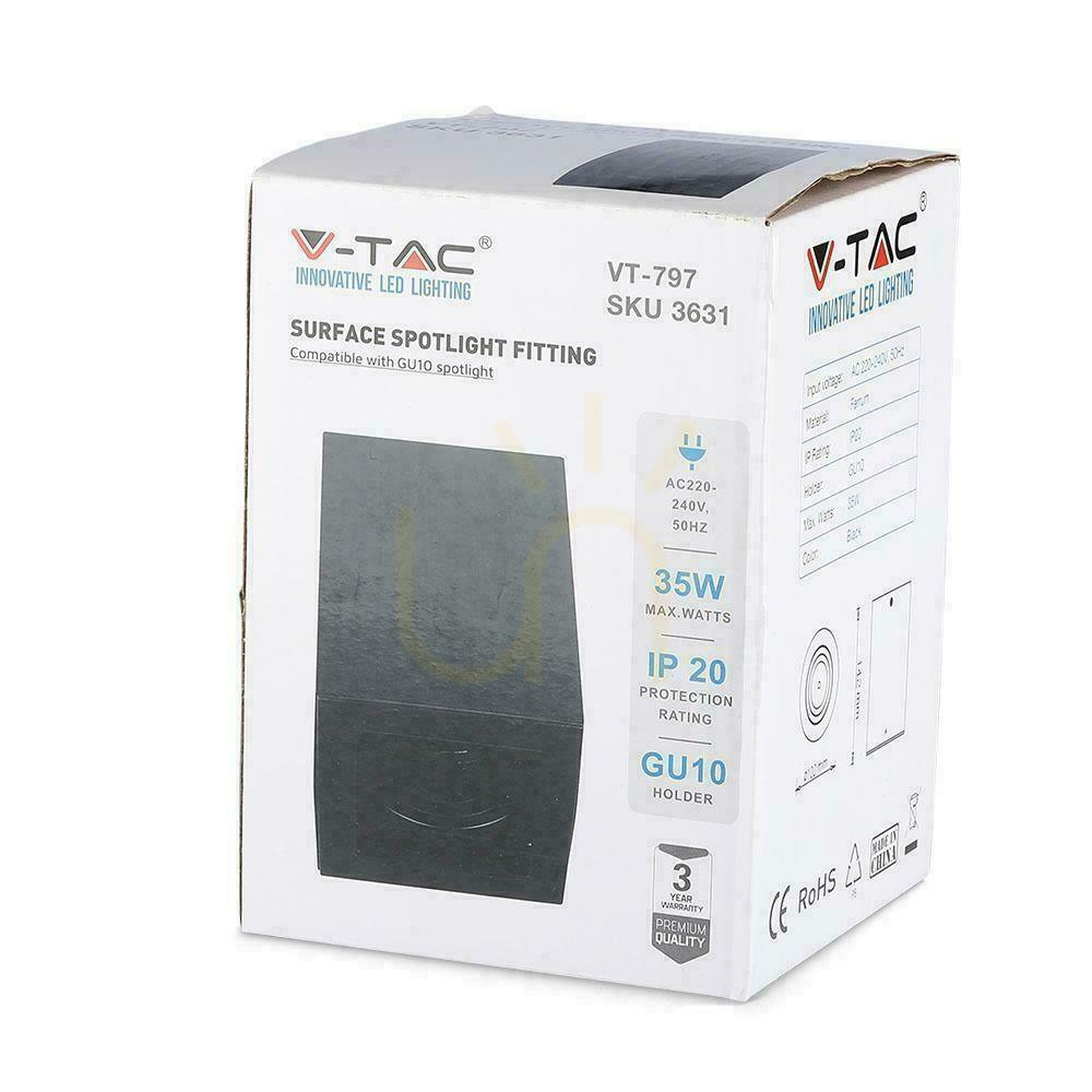 Anzeige V-TAC Aluminium GU10 Würfel Quadratische Oberflächenmontage Schwarz 142x100x100 VT-797-B. V-TAC Aluminium GU10 Würfel Quadratische Oberflächenmontage Schwarz 142x100x100 VT-797-B.