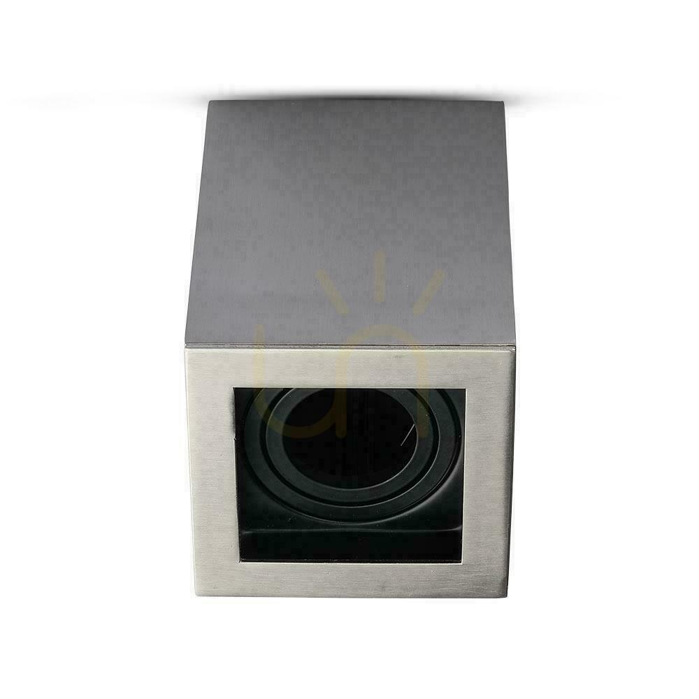 Hliníkové štvorcové svietidlo V-TAC GU10 Cube s povrchovou montážou Satin+Black 142x100x100 VT-797-SN