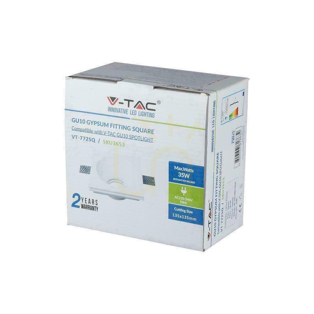 Vorschau Weiße quadratische Einbauleuchte aus Gips V-TAC VT-772 GU10, SKU 3653 Weiße quadratische Einbauleuchte aus Gips V-TAC VT-772 GU10, SKU 3653