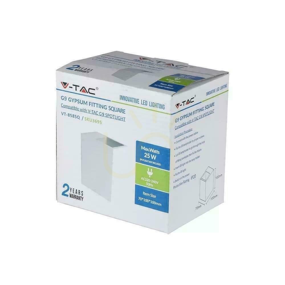 Vorschau Wandleuchte Quadratisch GIPS G9 Weiß V-TAC VT-858SQ 3 Jahre Garantie. Wandleuchte Quadratisch GIPS G9 Weiß V-TAC VT-858SQ 3 Jahre Garantie.