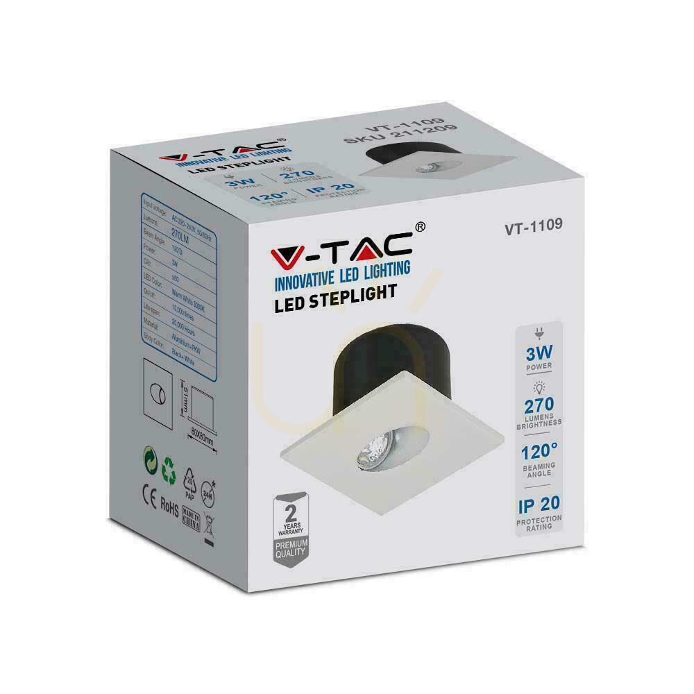 Zeige Treppenhausleuchte 3W LED V-TAC Square Weiß 230V VT-1109 3000K 270lm Treppenhausleuchte 3W LED V-TAC Square Weiß 230V VT-1109 3000K 270lm
