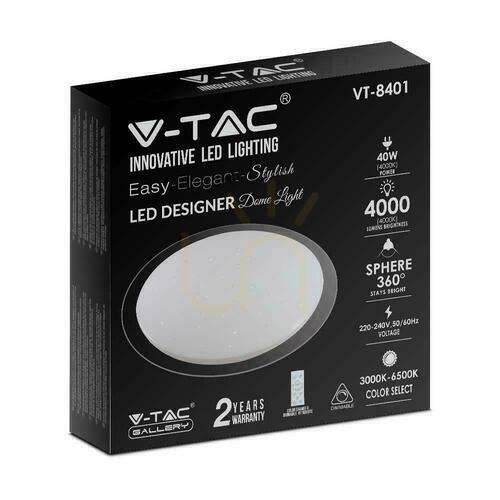 Prüfen Decke Plafond V-TAC 40W LED Pilot CCT fi.400 Sterne VT-8401 3000K-6500K 4000lm