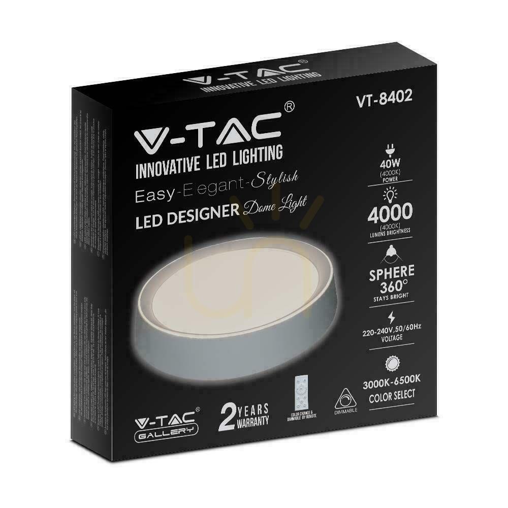Aussicht Decke Plafond V-TAC 40W LED Pilot CCT fi.400 VT-8402 3000K-6500K 4000lm. Decke Plafond V-TAC 40W LED Pilot CCT fi.400 VT-8402 3000K-6500K 4000lm.