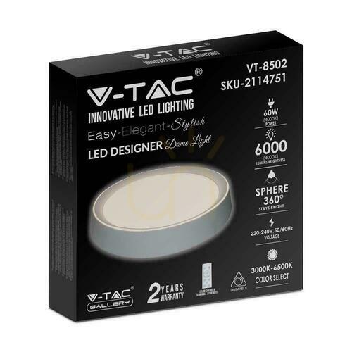 Prüfen V-TAC 60W LED Decke Plafond Pilot CCT fi.500 VT-8502 3000K-6500K 6000lm.