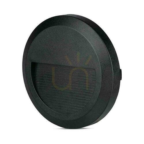 Prüfen 2W LED V-TAC-Treppenleuchte Schwarz Rund 230V IP65 VT-1142 4000K 80lm