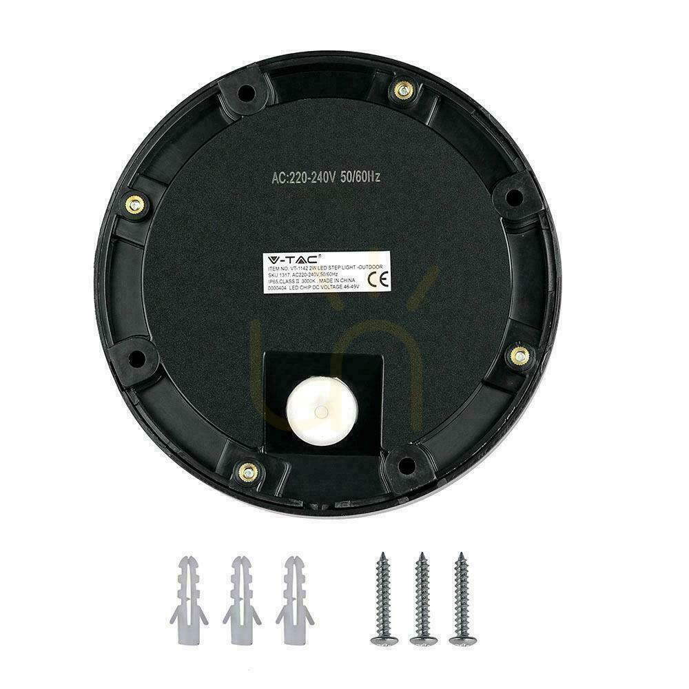 Prüfen 2W LED V-TAC-Treppenleuchte Schwarz Rund 230V IP65 VT-1142 4000K 80lm 2W LED V-TAC-Treppenleuchte Schwarz Rund 230V IP65 VT-1142 4000K 80lm