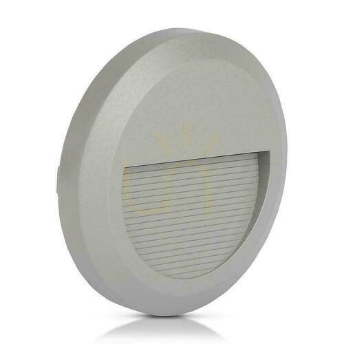 Prüfen 2W LED V-TAC Grau Runde Treppe Leuchte 230V IP65 VT-1142 3000K 80lm
