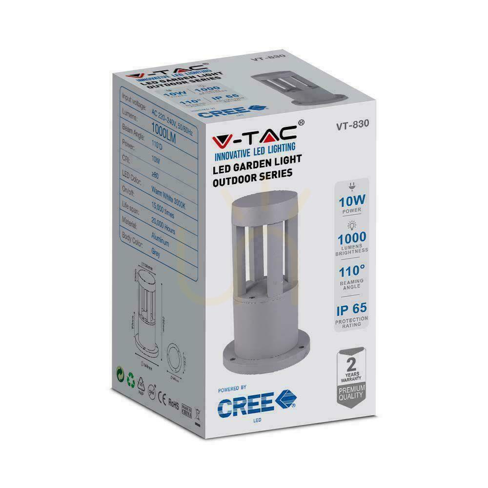 Zeige V-TAC 10W LED Gartenmast IP65 Grau 25cm VT-830-G 4000K 1000lm V-TAC 10W LED Gartenmast IP65 Grau 25cm VT-830-G 4000K 1000lm