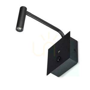 LED-Leuchte V-TAC 3W Wandleuchte Hotel Bett USB Schalter Schwarz COB CREE VT-2943 3000K 150lm 3 Jahre Garantie small 1
