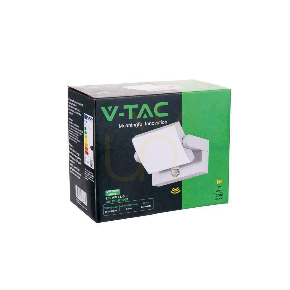 Prüfen V-TAC 17W LED-Projektor-Fassadenleuchte Bewegungsmelder Weiß IP65 VT-11020S 4000K 2520lm. V-TAC 17W LED-Projektor-Fassadenleuchte Bewegungsmelder Weiß IP65 VT-11020S 4000K 2520lm.