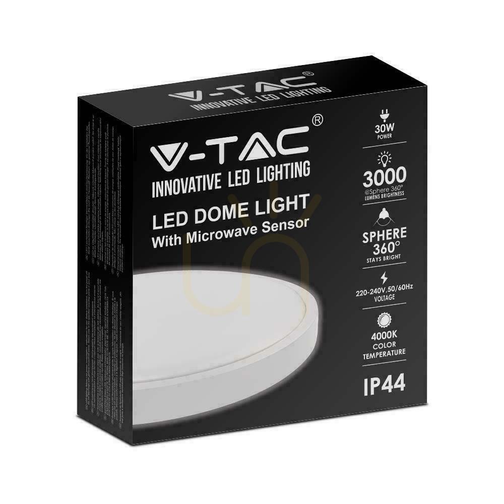 Vorschau Plafond V-TAC 30W LED Rund IP44 Mikrowellen-Bewegungsmelder 42cm Weiß VT-8630S-W-RD 4000K 3000lm Plafond V-TAC 30W LED Rund IP44 Mikrowellen-Bewegungsmelder 42cm Weiß VT-8630S-W-RD 4000K 3000lm