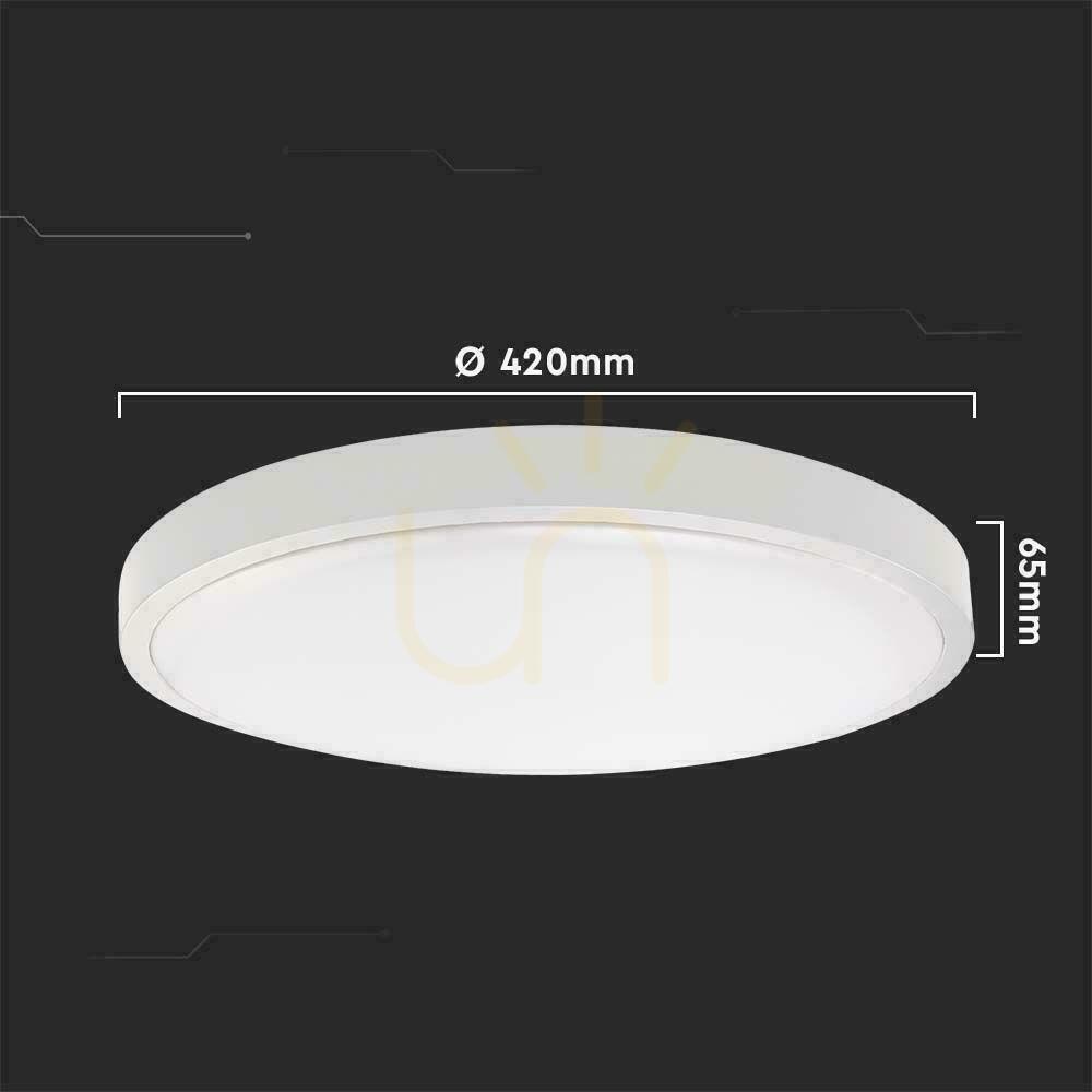 Anzeige Plafond V-TAC 30W LED Rund IP44 Mikrowellen-Bewegungsmelder 42cm Weiß VT-8630S-W-RD 4000K 3000lm Plafond V-TAC 30W LED Rund IP44 Mikrowellen-Bewegungsmelder 42cm Weiß VT-8630S-W-RD 4000K 3000lm