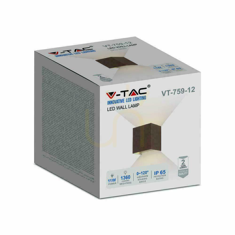 Prüfen V-TAC 11W LED Wandleuchte Oben Unten Verstellbar Bronze Corten Quadratisch IP65 VT-759-12 3000K 1360lm V-TAC 11W LED Wandleuchte Oben Unten Verstellbar Bronze Corten Quadratisch IP65 VT-759-12 3000K 1360lm