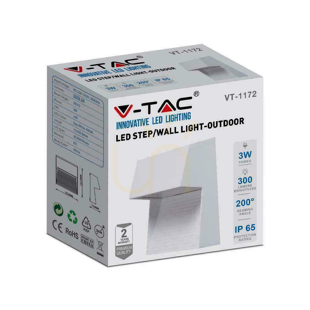 Anzeige Wandmontage 3W LED V-TAC Weiß Quadratisch 230V IP65 VT-1172-W-N 4000lm 300lm Wandmontage 3W LED V-TAC Weiß Quadratisch 230V IP65 VT-1172-W-N 4000lm 300lm