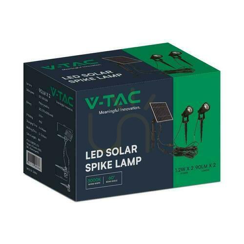 Prüfen LED V-TAC Solarbetriebene Garten Bodenleuchten Set 2x1.2W IP65 VT-11031 3000K 90lm 3 Jahre Garantie