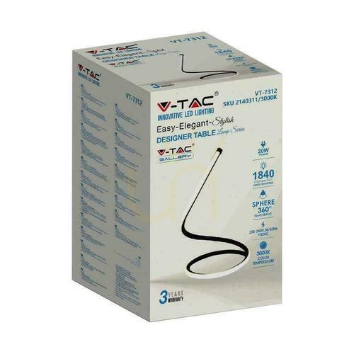 Prüfen LED Lampe V-TAC Curved Black Profile 20W 35cm VT-7312-B-N 3000K 1840lm 3 Jahre Garantie