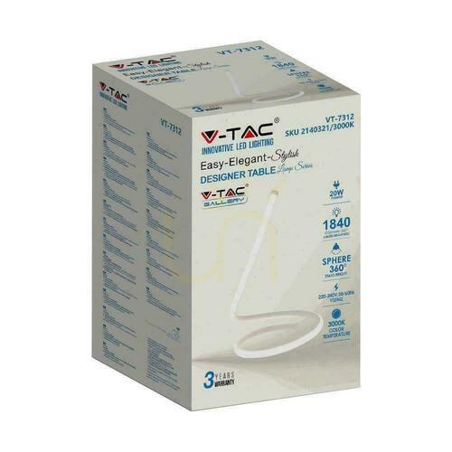 Prüfen LED Lampe V-TAC Bent White Profile 20W 35cm VT-7312-W-N 3000K 1840lm 3 Jahre Garantie