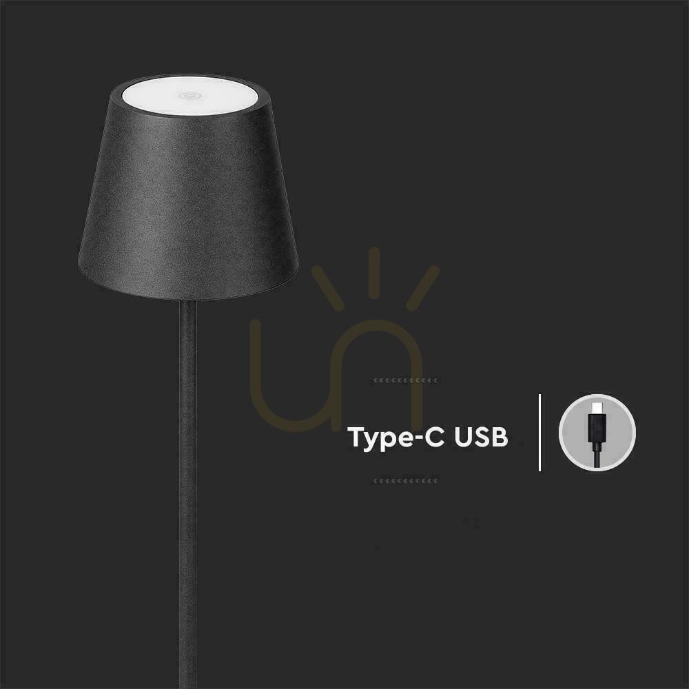 Zeige V-TAC 4W LED Stehleuchte Schwarz IP54 Wiederaufladbar VT-7544 3000K 300lm. V-TAC 4W LED Stehleuchte Schwarz IP54 Wiederaufladbar VT-7544 3000K 300lm.