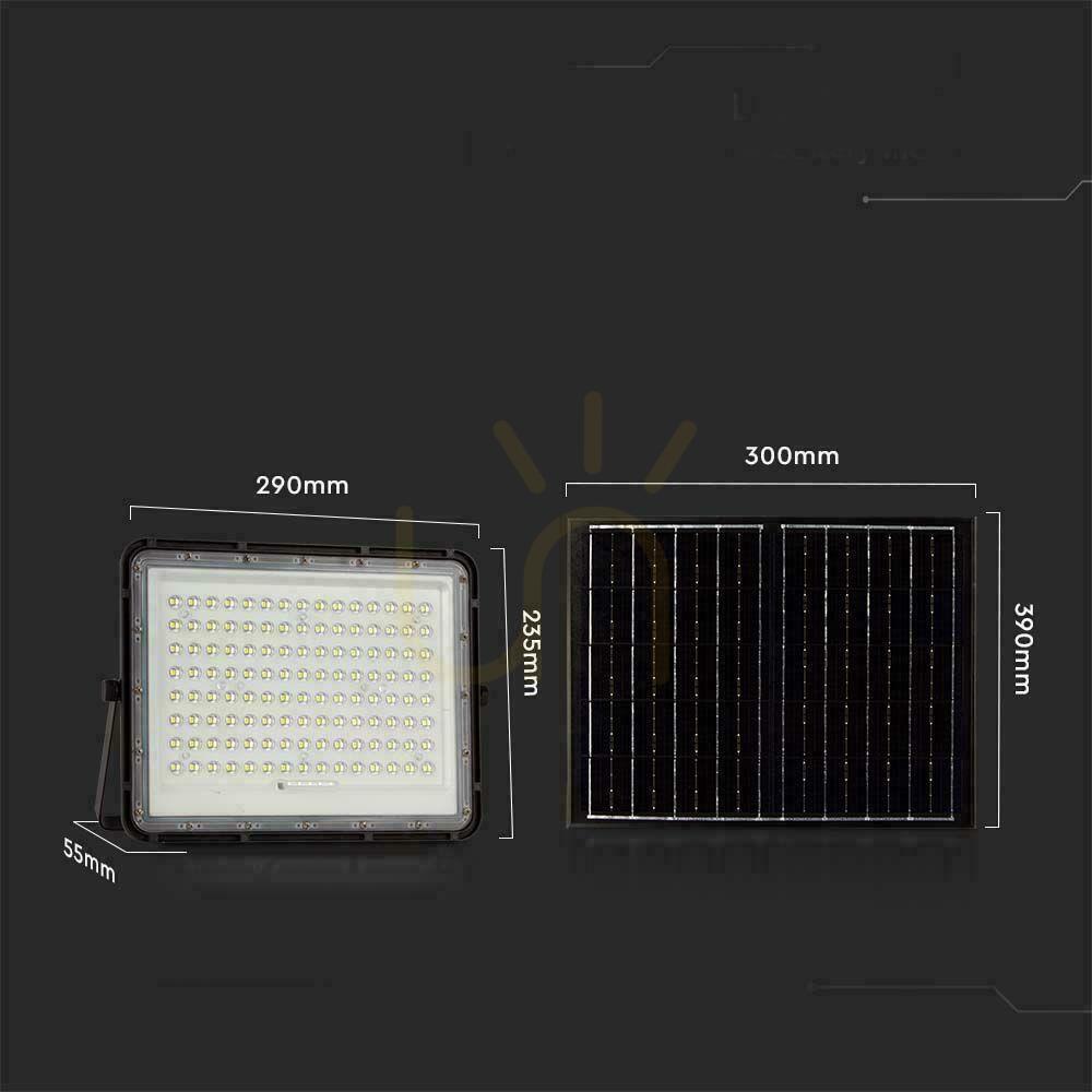 Zeige V-TAC 20W Solar LED Projektor mit Fernbedienung, AUTO, Timer, IP65 Schwarz VT-180W 4000K 1800lm V-TAC 20W Solar LED Projektor mit Fernbedienung, AUTO, Timer, IP65 Schwarz VT-180W 4000K 1800lm