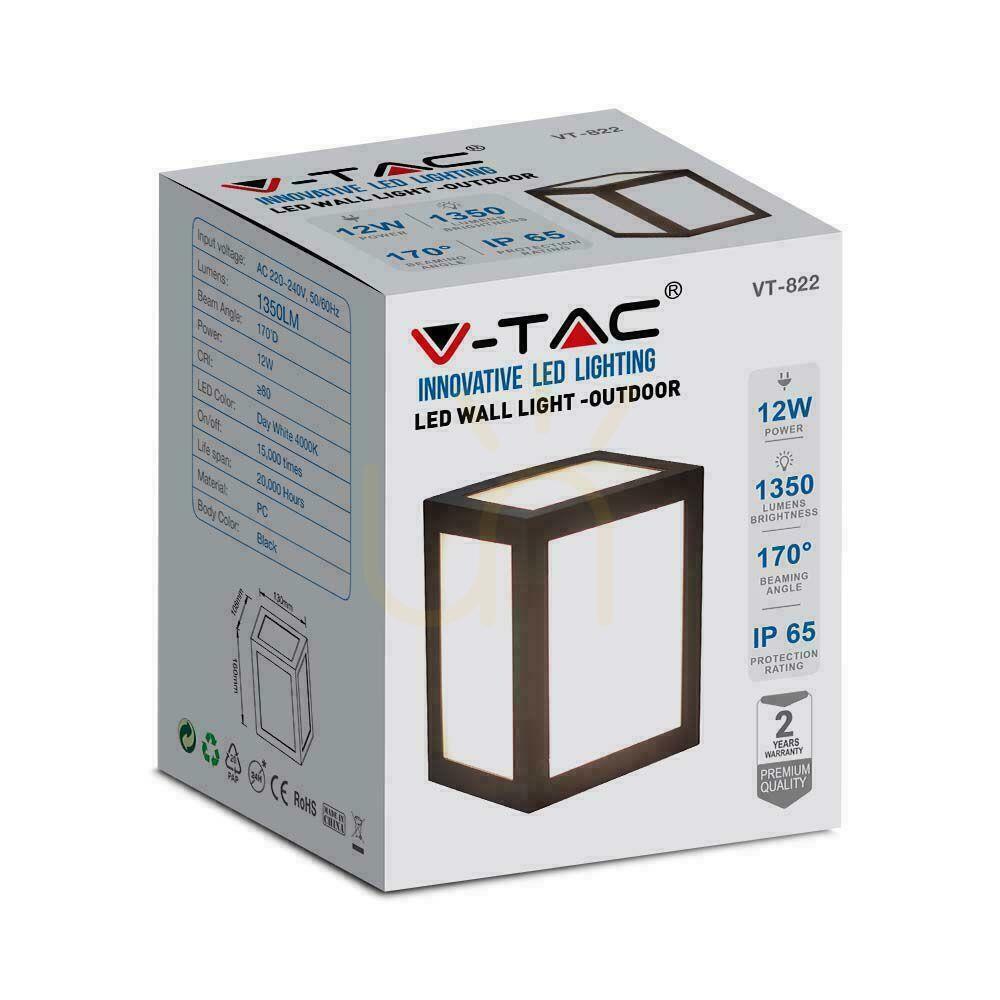 Zeige V-TAC 12W LED-Wandleuchte IP65 Schwarz VT-822 3000K 1350lm V-TAC 12W LED-Wandleuchte IP65 Schwarz VT-822 3000K 1350lm