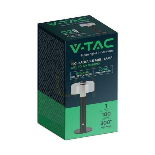 Prüfen V-TAC 1W LED Nachttischlampe 30cm USB Aufladung Dimmbar Schwarz VT-1049 3000K 100lm