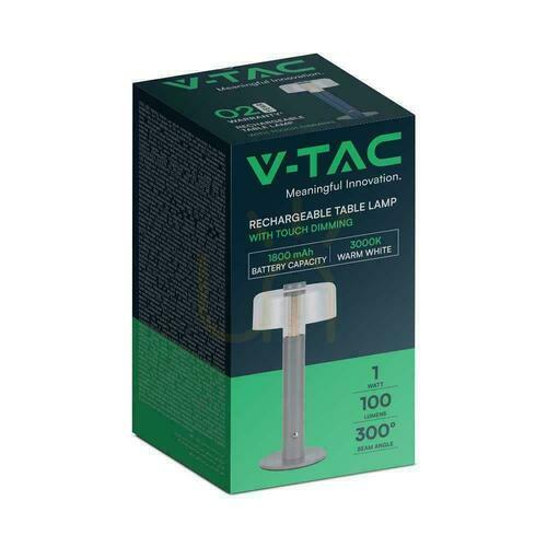 Prüfen V-TAC 1W LED Nachttischlampe 30cm USB Aufladung Dimmbar Grau VT-1049 3000K 100lm