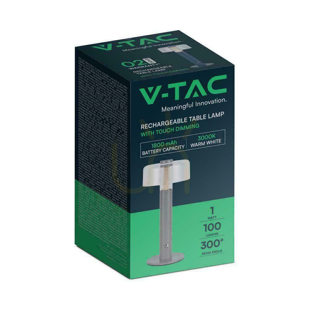 Aussicht V-TAC 1W LED Nachttischlampe 30cm USB Aufladung Dimmbar Grau VT-1049 3000K 100lm V-TAC 1W LED Nachttischlampe 30cm USB Aufladung Dimmbar Grau VT-1049 3000K 100lm