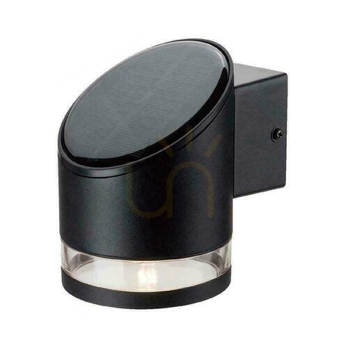 Prüfen V-TAC 1W LED Schwarz IP54 VT-1138 3000K 70lm Solar Garten Wandlampe 3 Jahre Garantie
